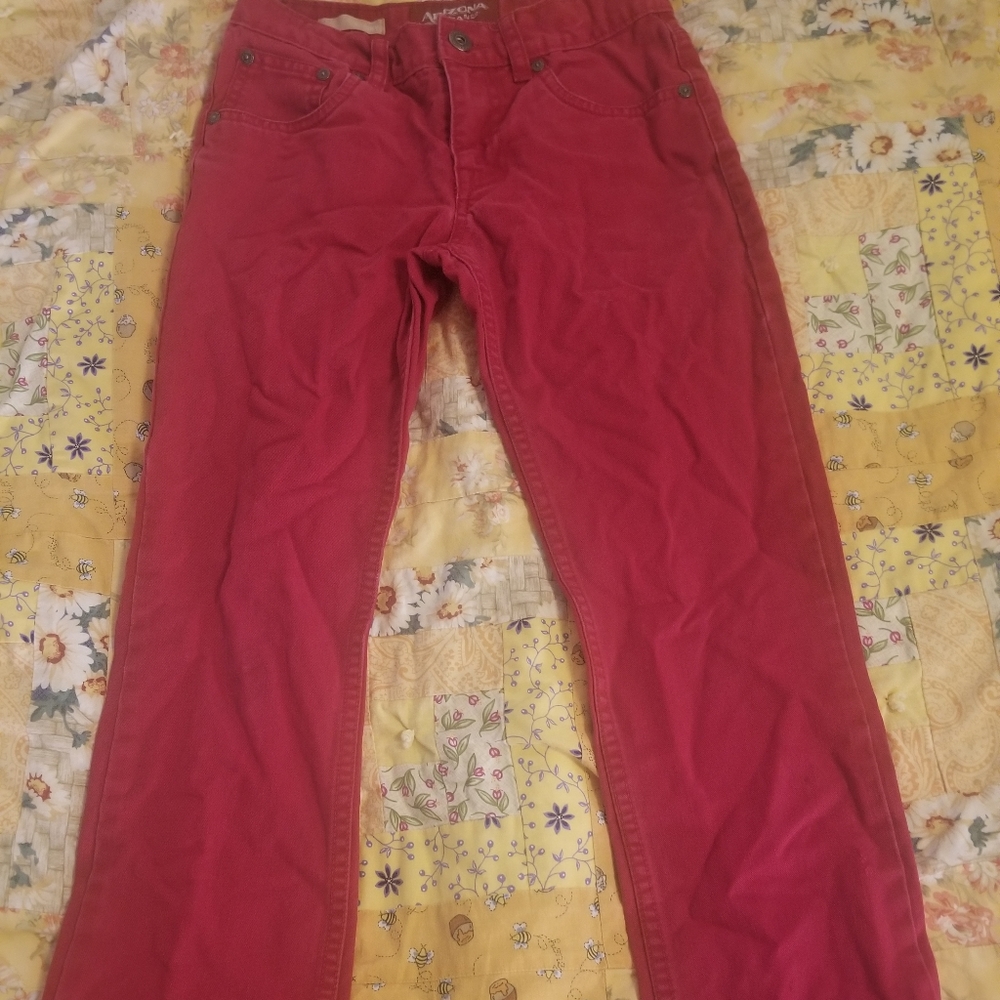 Red skinny jeans